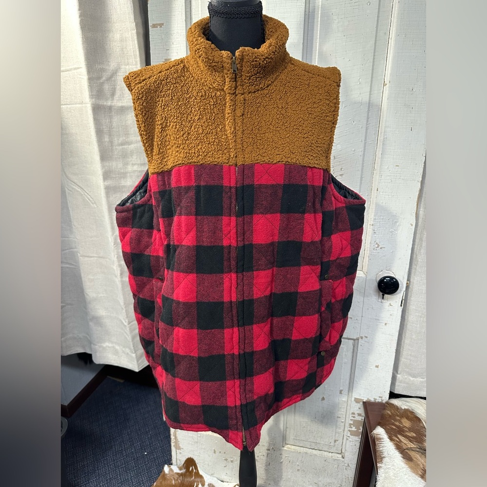 Maurices Black and Brown Sherpa Vest